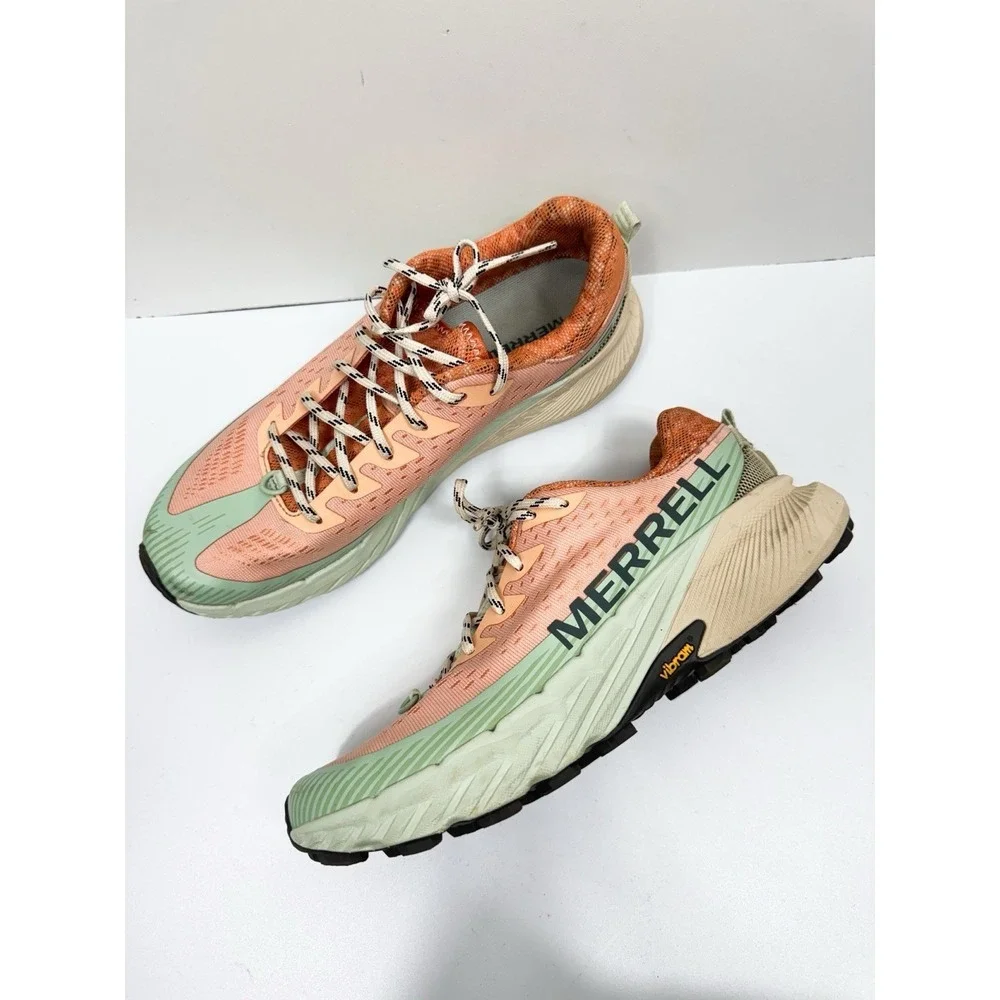 Merrell Agility Peak 5 Womens 9.5 Trail Running Shoes Peach Spray Vibram J03168